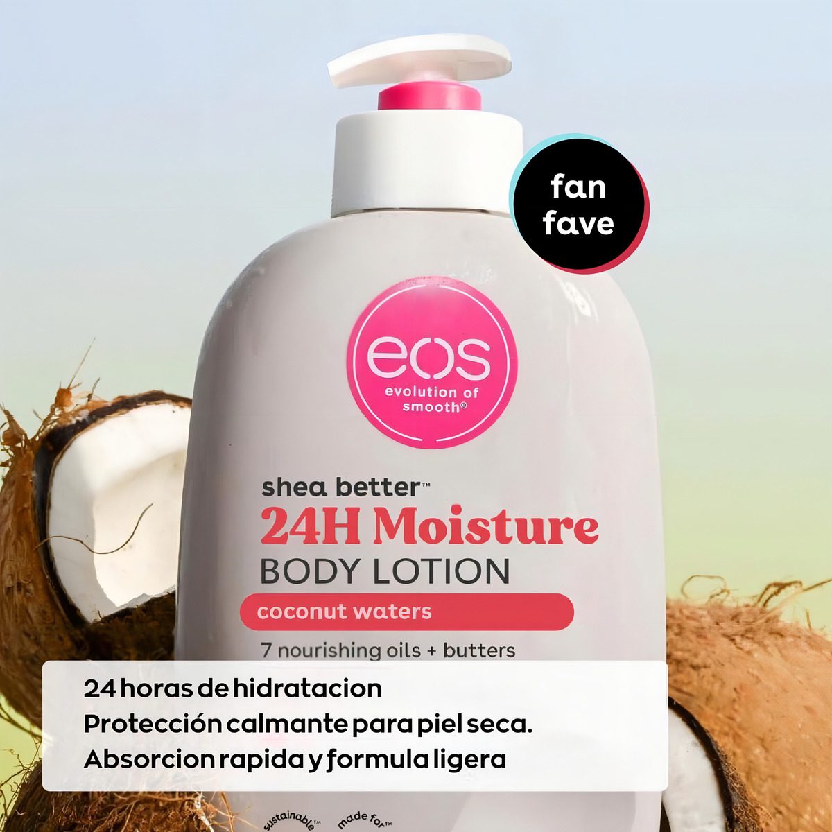 Eos Shea Better Loción Corporal Coconut Waters 473 Ml | Hidratación 24 Horas Con Manteca De Karité Natural, Aroma Fresco De Coco, Fórmula Vegana Ligera Y No Grasosa Que Suaviza Y Nutre La Piel - Image 2